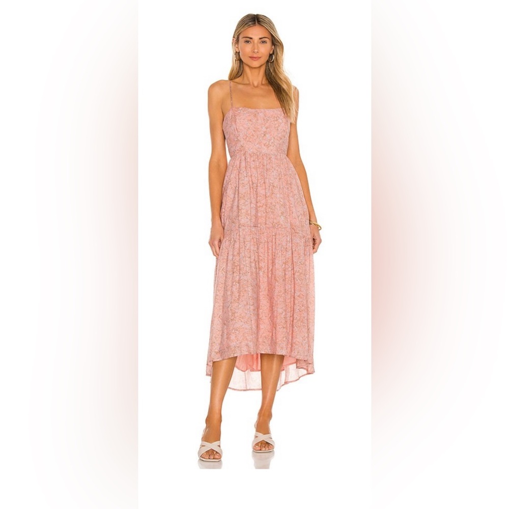 ASTR Women Midi Dress - M Pink/Taupe Ursa Tie Back
